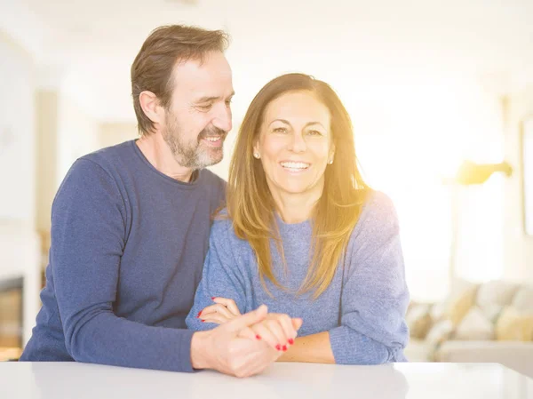 Romantic Middle Age Couple Sitting Together Home — Stock Photo, Image