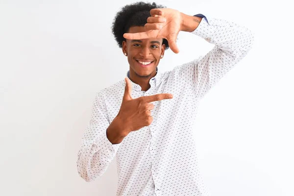 Young African American Man Wearing Elegant Shirt Standing Isolated White — Stock Photo, Image