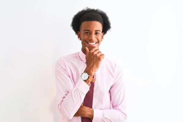 Jonge Afro Amerikaanse Zakenman Dragen Tie Staande Geïsoleerde Witte Achtergrond — Stockfoto