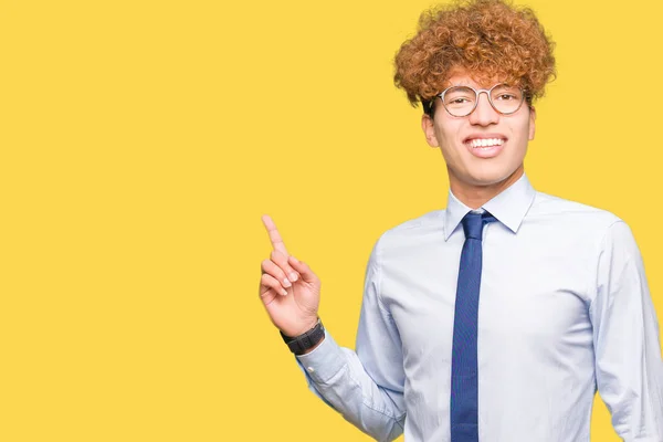 Young Handsome Business Man Afro Wearing Glasses Big Smile Face — Stock Photo, Image