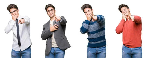 Collage Eines Jungen Gut Aussehenden Geschäftsmannes Über Isoliertem Hintergrund Der — Stockfoto