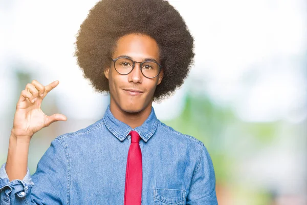 Young African American Business Man Afro Hair Wearing Glasses Red — Stock Photo, Image