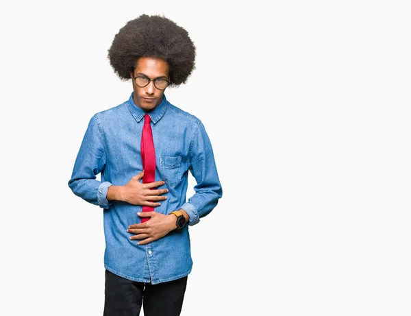 Jovem Homem Negócios Afro Americano Com Cabelo Afro Vestindo Óculos — Fotografia de Stock