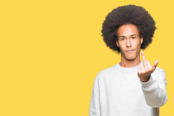 Jonge Afro Amerikaanse Man Met Afro Haar Dragen Van Sportieve — Stockfoto