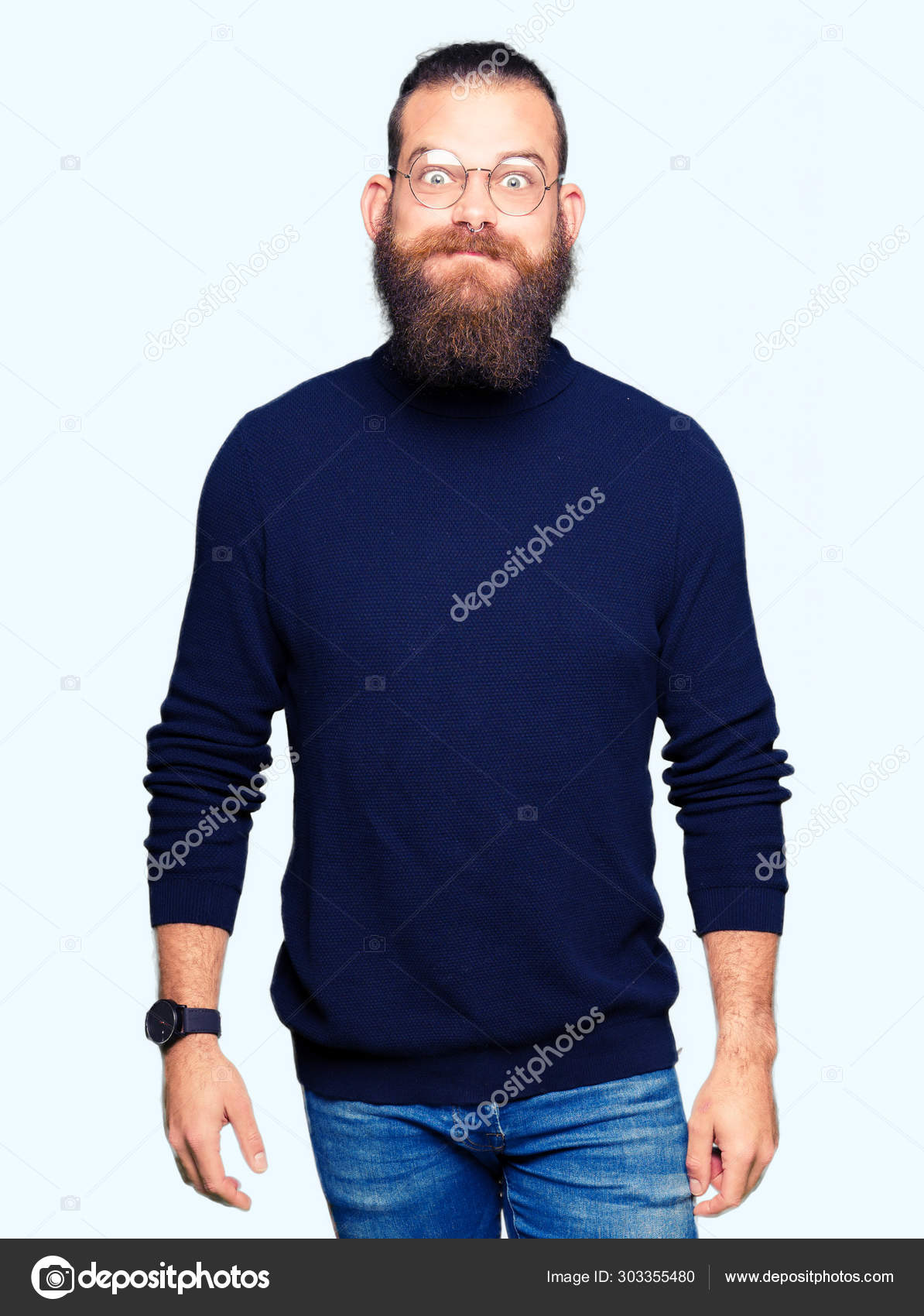 wallpapers Turtleneck Sweater Funny https depositphotos com 303355480 stock photo young blond man wearing glasses html