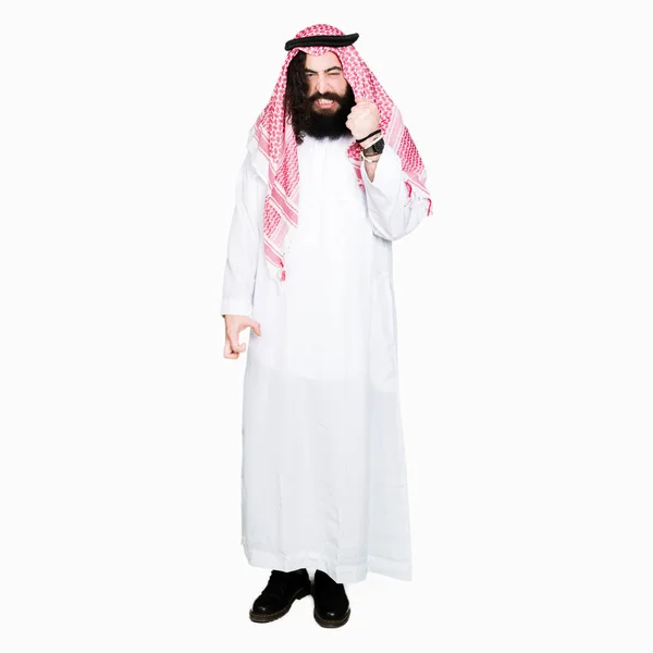 Homme Affaires Arabe Aux Cheveux Longs Portant Écharpe Keffiyeh Traditionnelle — Photo