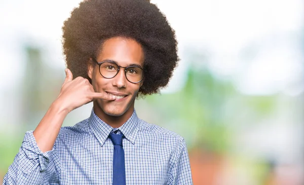 Young African American Business Man Afro Hair Wearing Glasses Smiling — Stock Photo, Image