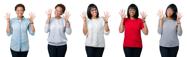 Молоді Афро Американської Жінки Афро Волосся Більш Ізольованих Фону Показуючи — стокове фото