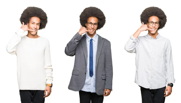 Beyaz Üzerinde Afro Saçlı Genç Adam Kolaj Izole Arka Plan — Stok fotoğraf