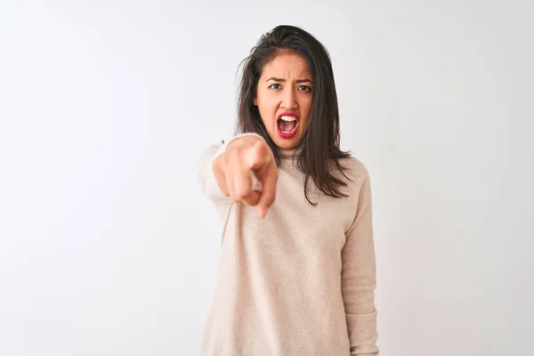 Hermosa Mujer China Con Jersey Cuello Alto Pie Sobre Fondo — Foto de Stock