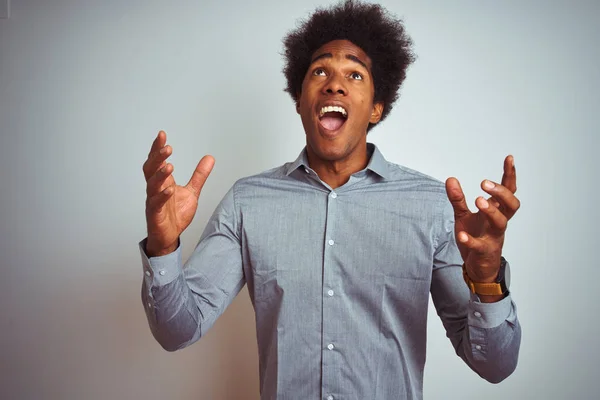 Jonge Afro Amerikaanse Man Met Afro Haar Dragen Grijs Shirt — Stockfoto