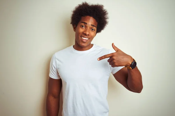 African American Man Afro Hair Wearing Shirt Standing Isolated White — Stock Photo, Image