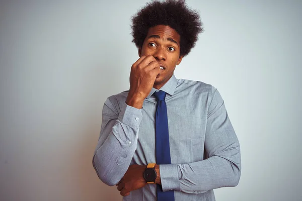 Homem Negócios Americano Com Cabelo Afro Vestindo Camisa Gravata Sobre — Fotografia de Stock