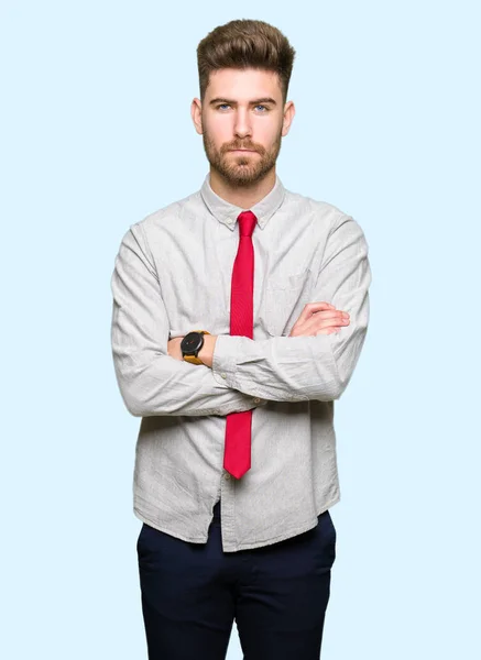 Young Handsome Business Man Skeptic Nervous Disapproving Expression Face Crossed — Stock Photo, Image