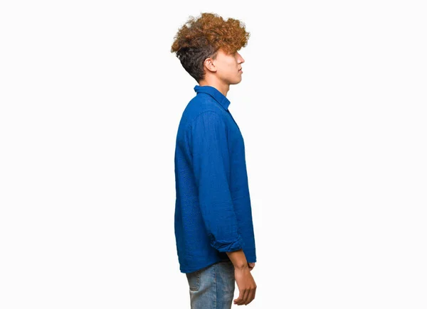 Young Handsome Elegant Man Afro Hair Looking Side Relax Profile — Stock Photo, Image