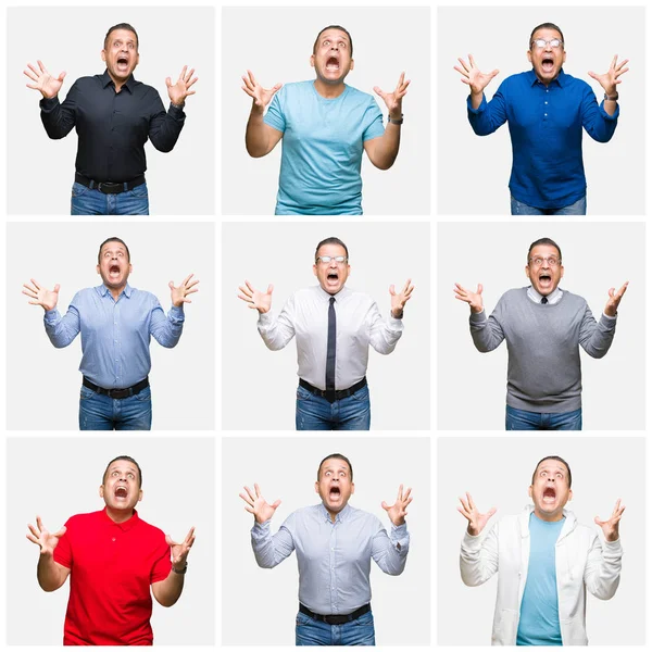 Composición Hombre Árabe Mediana Edad Sobre Fondo Aislado Celebrando Loco —  Fotos de Stock