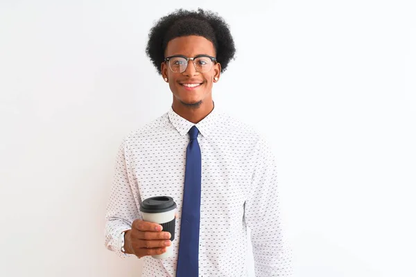 Jeune Homme Affaires Afro Américain Buvant Une Tasse Café Sur — Photo