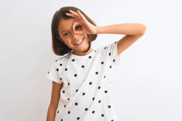 Νεαρό Όμορφο Κορίτσι Παιδί Φορώντας Casual Shirt Στέκεται Πάνω Από — Φωτογραφία Αρχείου