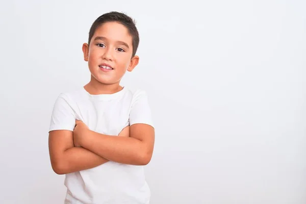 Bellissimo Ragazzo Che Indossa Casual Shirt Piedi Sopra Isolato Sfondo — Foto Stock