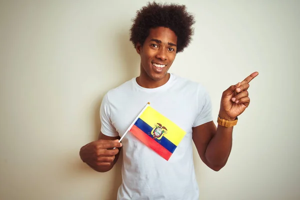 Afro American Man Holding Colombia Colombian Flag Standing Isolated White — Stock Photo, Image