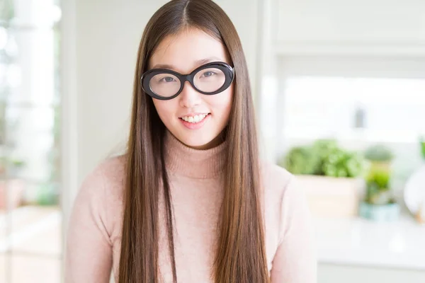 Beautiful Asian Woman Wearing Glasses Happy Cool Smile Face Lucky — Stock Photo, Image