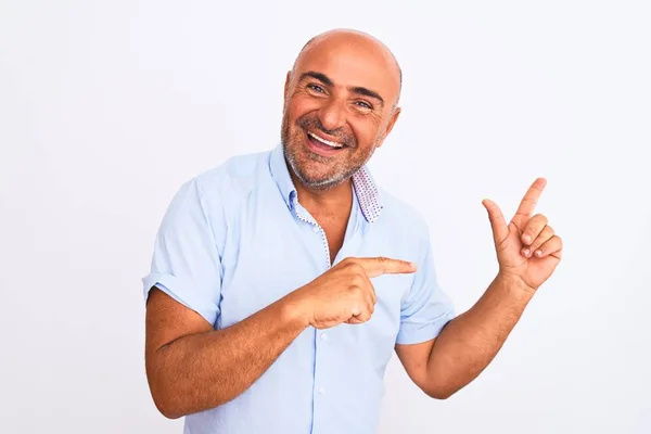 Middle Age Handsome Man Wearing Casual Shirt Standing Isolated White — Stock Photo, Image