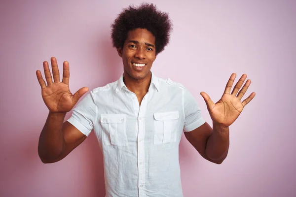 Young American Man Afro Hair Wearing White Shirt Standing Isolated — 图库照片