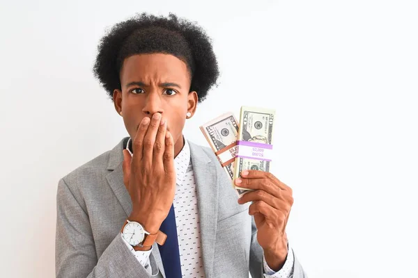 Jeune Homme Affaires Afro Américain Tenant Des Dollars Debout Sur — Photo