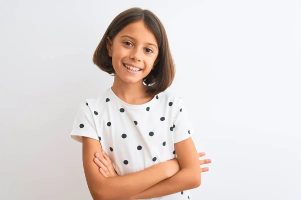 Young Beautiful Child Girl Wearing Casual Shirt Standing Isolated White — Stock Photo, Image