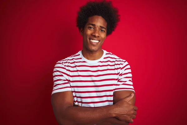 Ung Afrikansk Amerikansk Man Med Afro Hår Bär Randig Shirt — Stockfoto