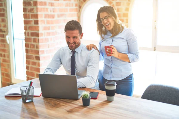 Young business team of woman and man working together at the office