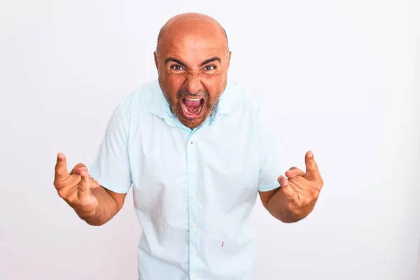 Hombre Guapo Mediana Edad Con Camisa Casual Pie Sobre Fondo —  Fotos de Stock