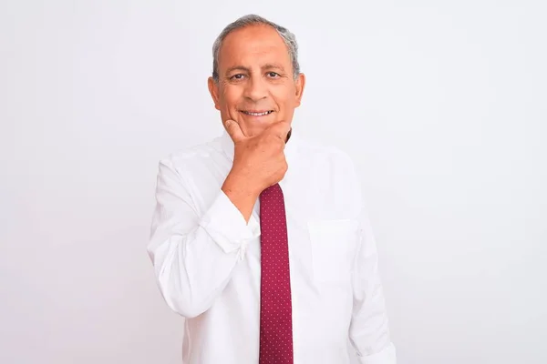 Senior Hombre Negocios Pelo Gris Con Elegante Corbata Sobre Fondo —  Fotos de Stock