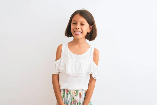 Young Beautiful Child Girl Wearing Casual Dress Standing Isolated White — Stockfoto