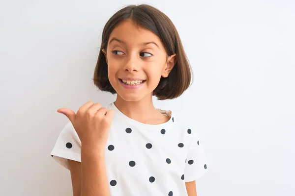 Junges Schönes Mädchen Mit Lässigem Shirt Das Über Isoliertem Weißem — Stockfoto