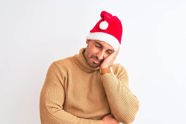 Junger Gutaussehender Mann Mit Weihnachtsmann Und Rollkragenpullover Über Isoliertem Hintergrund — Stockfoto