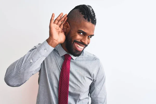 Αφροαμερικάνος Επιχειρηματίας Κοτσίδες Που Φοράει Γραβάτα Στέκεται Πάνω Από Απομονωμένο — Φωτογραφία Αρχείου