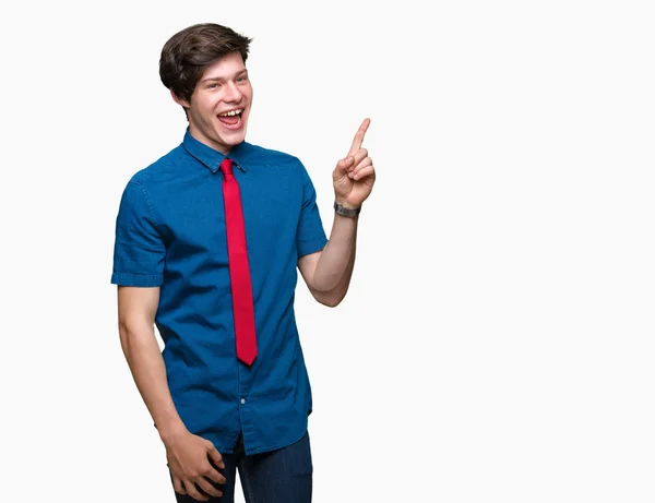 Young Handsome Business Man Wearing Red Tie Isolated Background Big — Stock Photo, Image