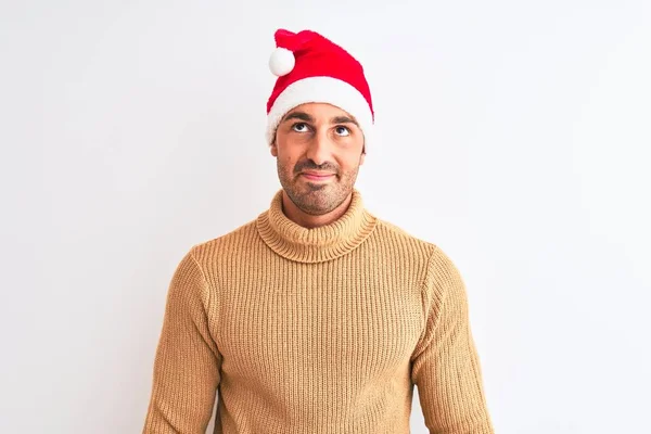 Joven Hombre Guapo Usando Navidad Jersey Cuello Alto Sobre Fondo — Foto de Stock