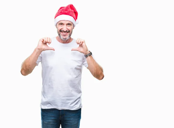 Edad Media Hoary Hombre Mayor Con Sombrero Navidad Sobre Fondo — Foto de Stock