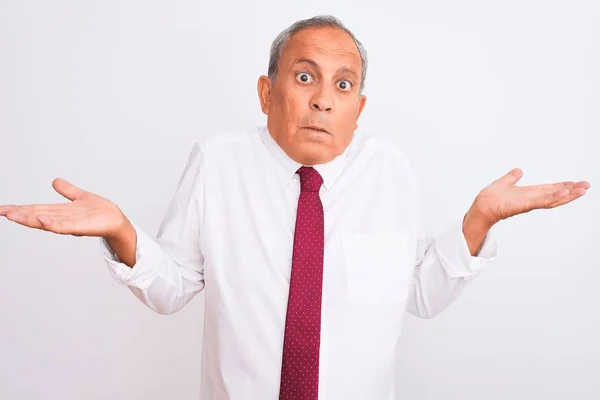 Senior Hombre Negocios Pelo Gris Con Elegante Corbata Sobre Fondo —  Fotos de Stock