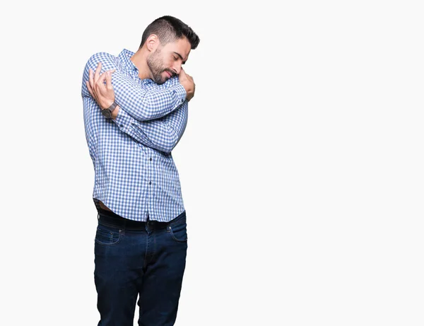 Junger Gutaussehender Mann Über Isoliertem Hintergrund Der Sich Glücklich Und — Stockfoto