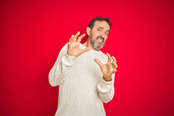 Bonito Homem Meia Idade Sênior Com Cabelos Grisalhos Sobre Fundo — Fotografia de Stock