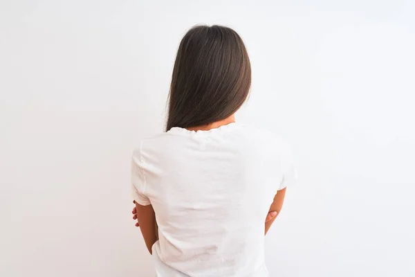 Young Beautiful Woman Wearing Casual Shirt Standing Isolated White Background — Stock Photo, Image