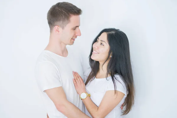 Jovem Casal Bonito Nova Casa Torno Caixas Papelão — Fotografia de Stock