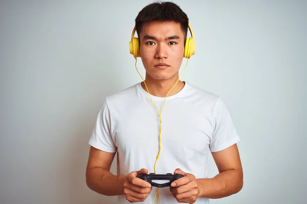 Jeune Asiatique Chinois Gamer Homme Jouer Jeu Vidéo Debout Sur — Photo