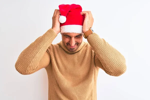 Joven Hombre Guapo Que Usa Navidad Suéter Cuello Alto Sobre — Foto de Stock