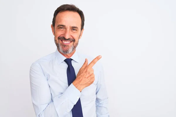 Middle Age Businessman Wearing Elegant Tie Standing Isolated White Background — Stock Photo, Image