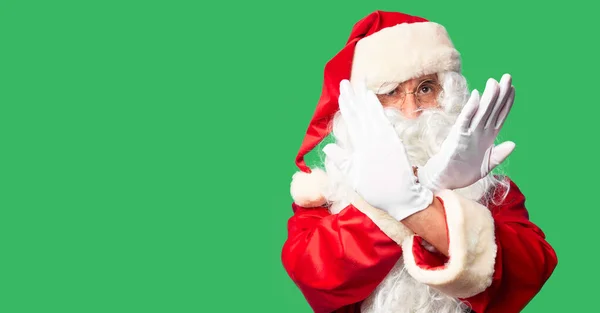 Gutaussehender Mann Mittleren Alters Weihnachtsmann Kostüm Und Bart Der Ablehnend — Stockfoto