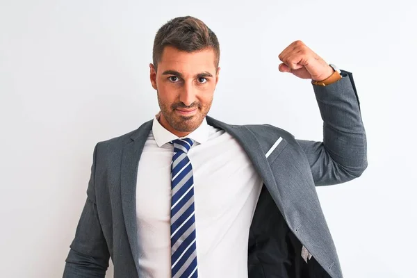 Joven Hombre Negocios Guapo Usando Traje Corbata Sobre Fondo Aislado — Foto de Stock